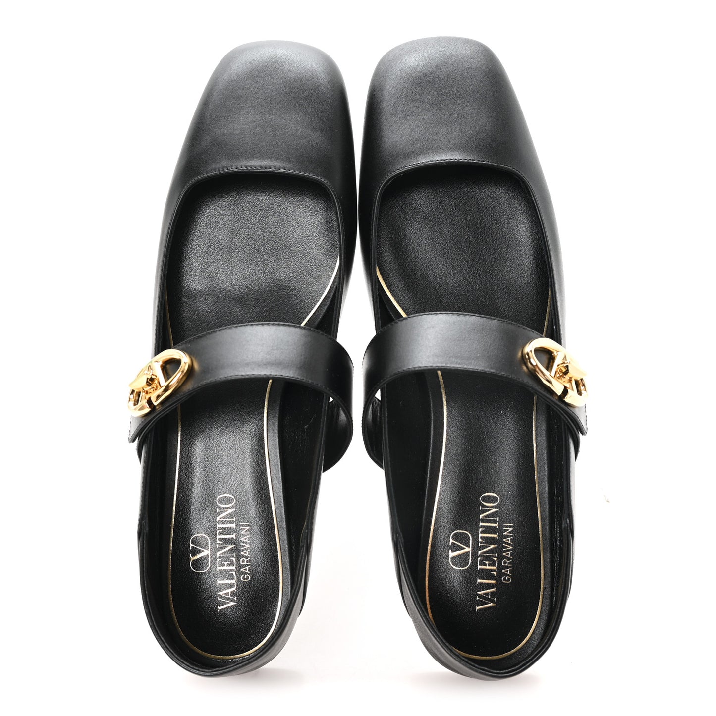 Calfskin VLogo Locker Mary Jane Ballerina Flats 39.5 Black