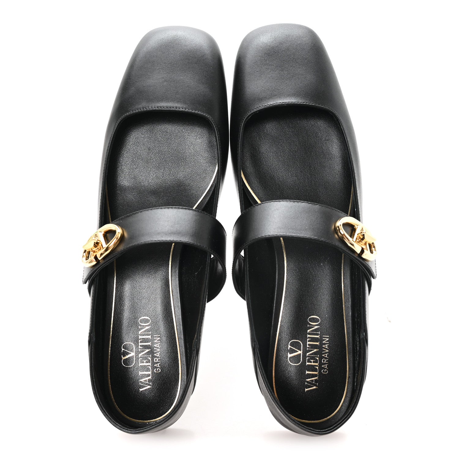 Valentino Garavani Calfskin VLogo Locker Mary Jane Ballerina Flats 39.5 Black 2 of 10