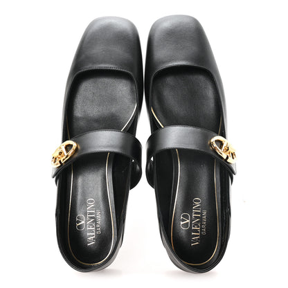 Valentino Garavani Calfskin VLogo Locker Mary Jane Ballerina Flats 39.5 Black 2 of 10