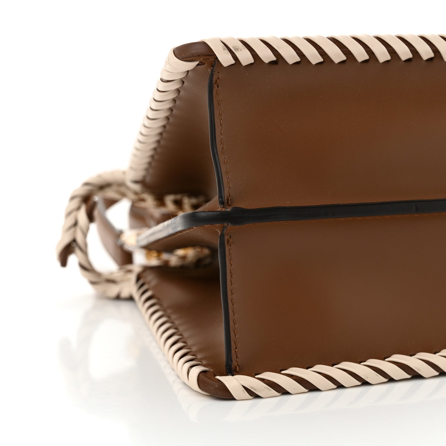 Fendi Calfskin Cord Small Peekaboo I SEE U Satchel Gianduia Multicolor 10 of 11