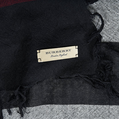 Burberry Merino Wool House Check Square Scarf Black 3 of 4