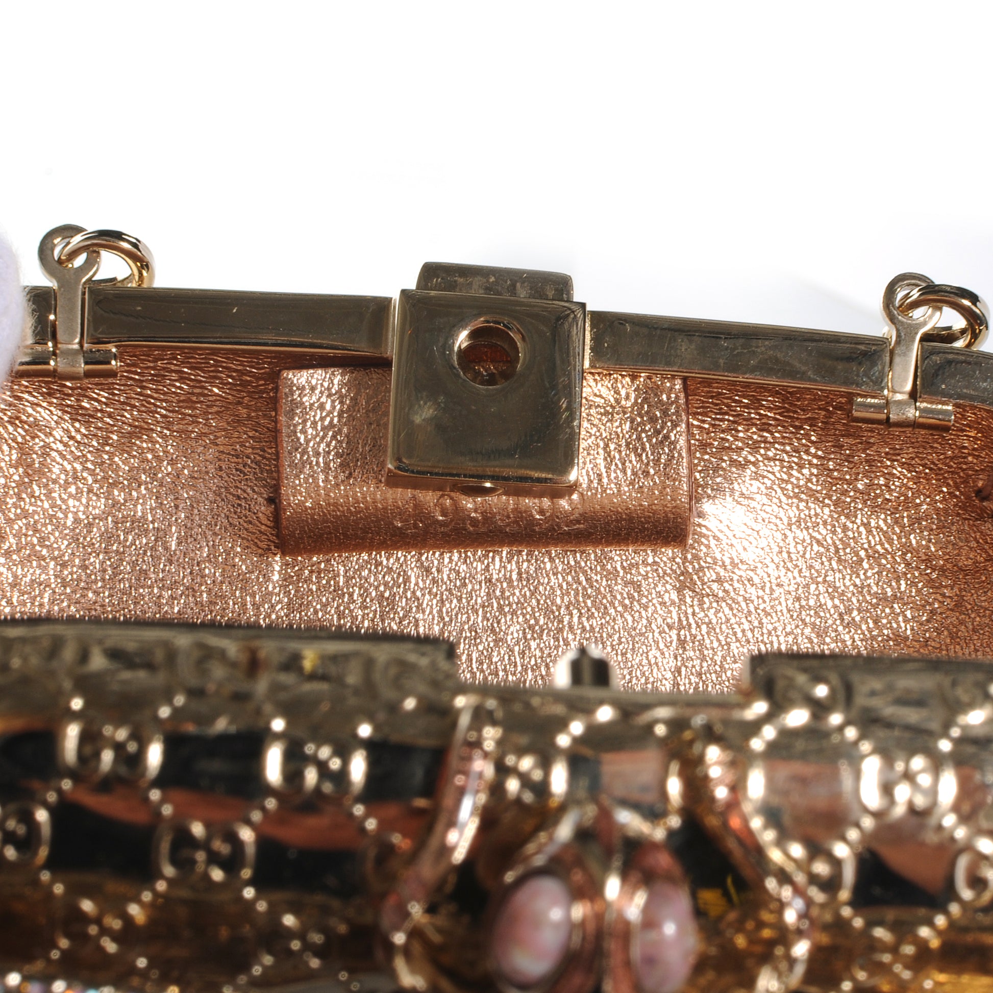 Gucci Metal Guccissima Dragonfly Minaudiere Clutch Gold 10 of 11