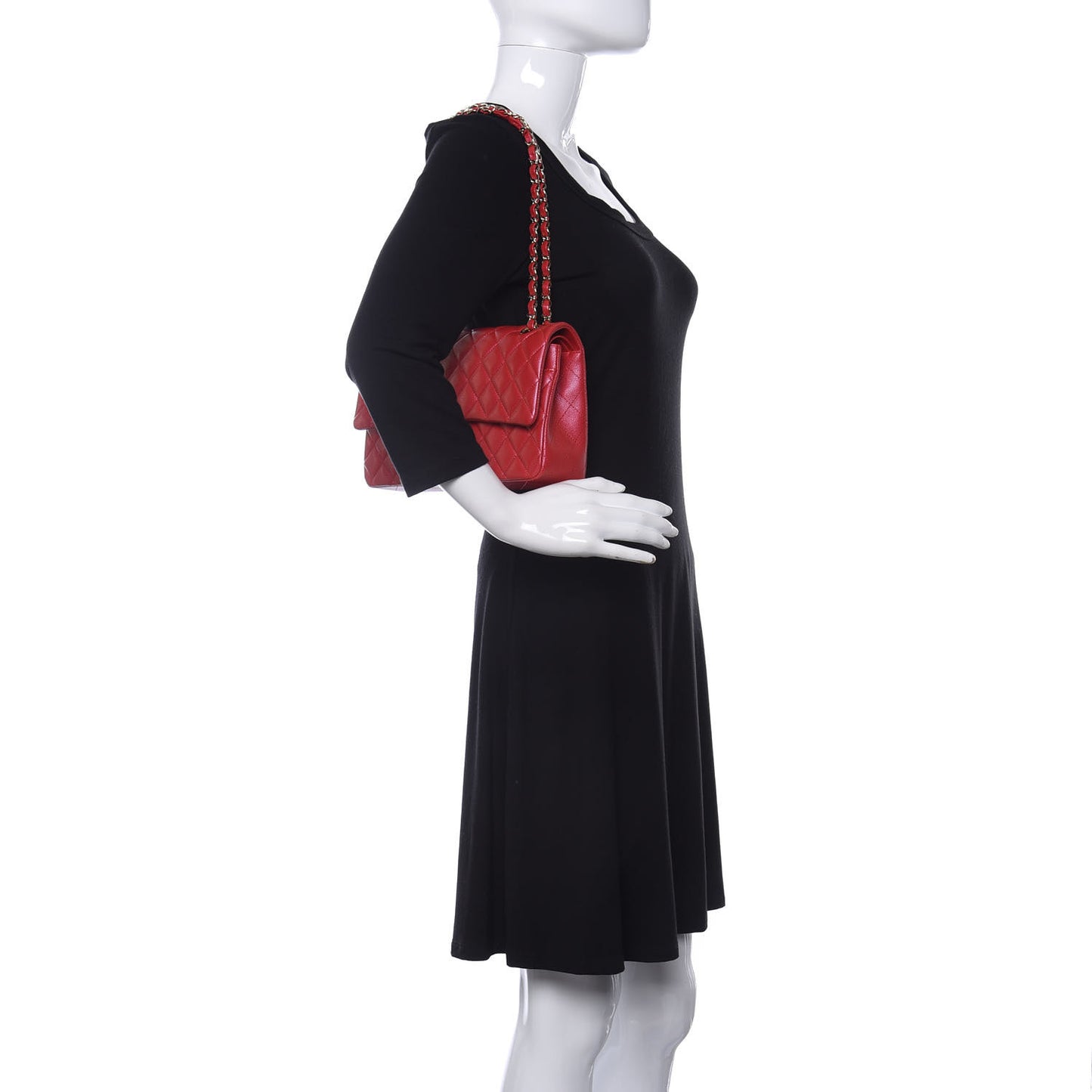 Iridescent Caviar Quilted Medium Double Flap Red