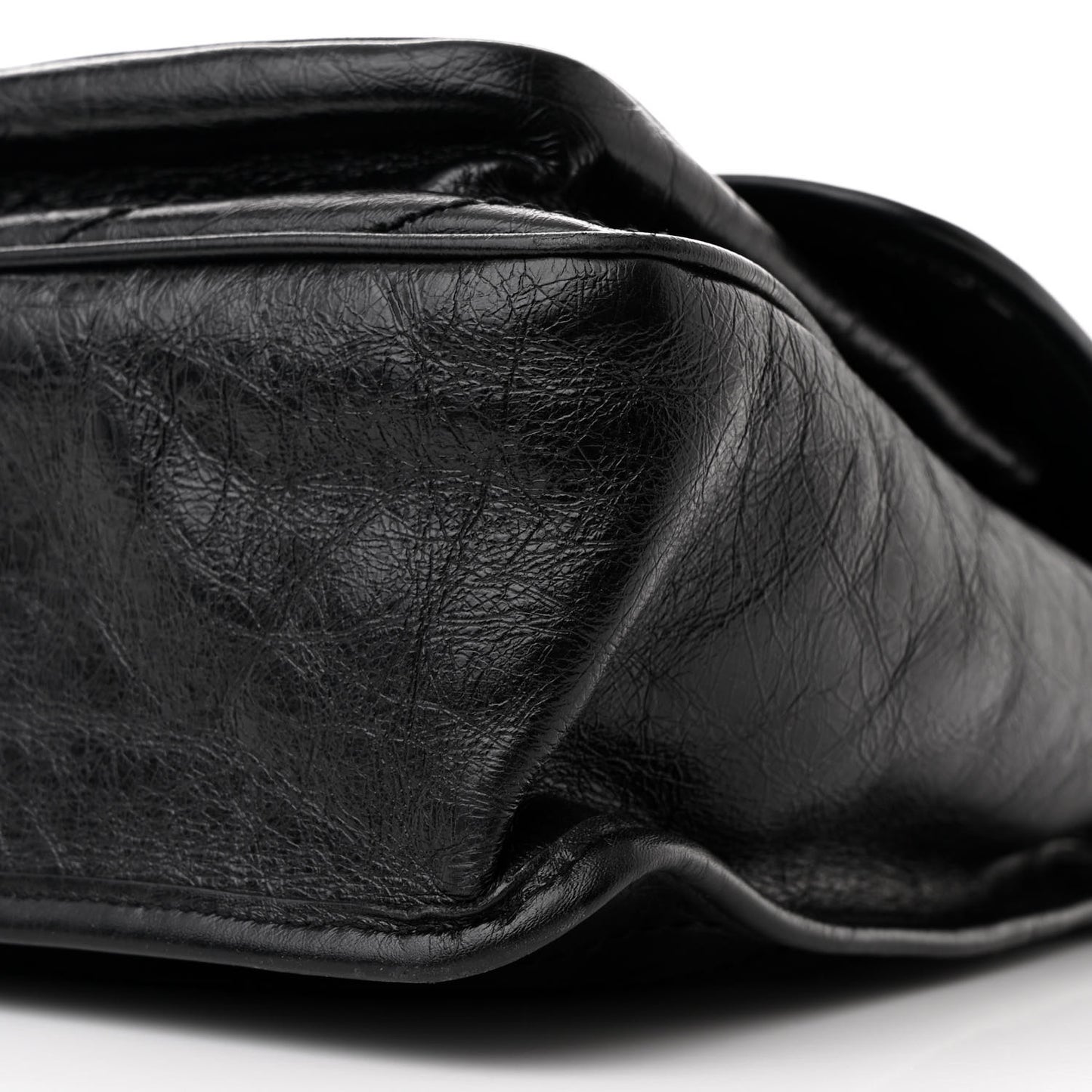 Crinkled Calfskin Matelasse Monogram Large Niki Chain Satchel Black