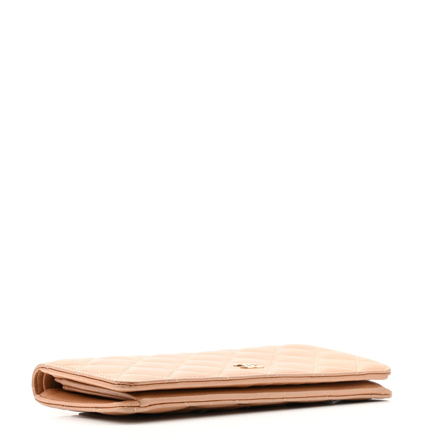 Lambskin Quilted Yen Wallet Beige