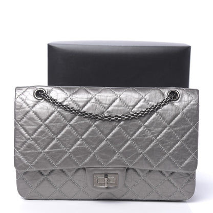 Chanel Metallic Aged Calfskin Quilted 2.55 Reissue 227 Flap Argent Fonce 11 of 11