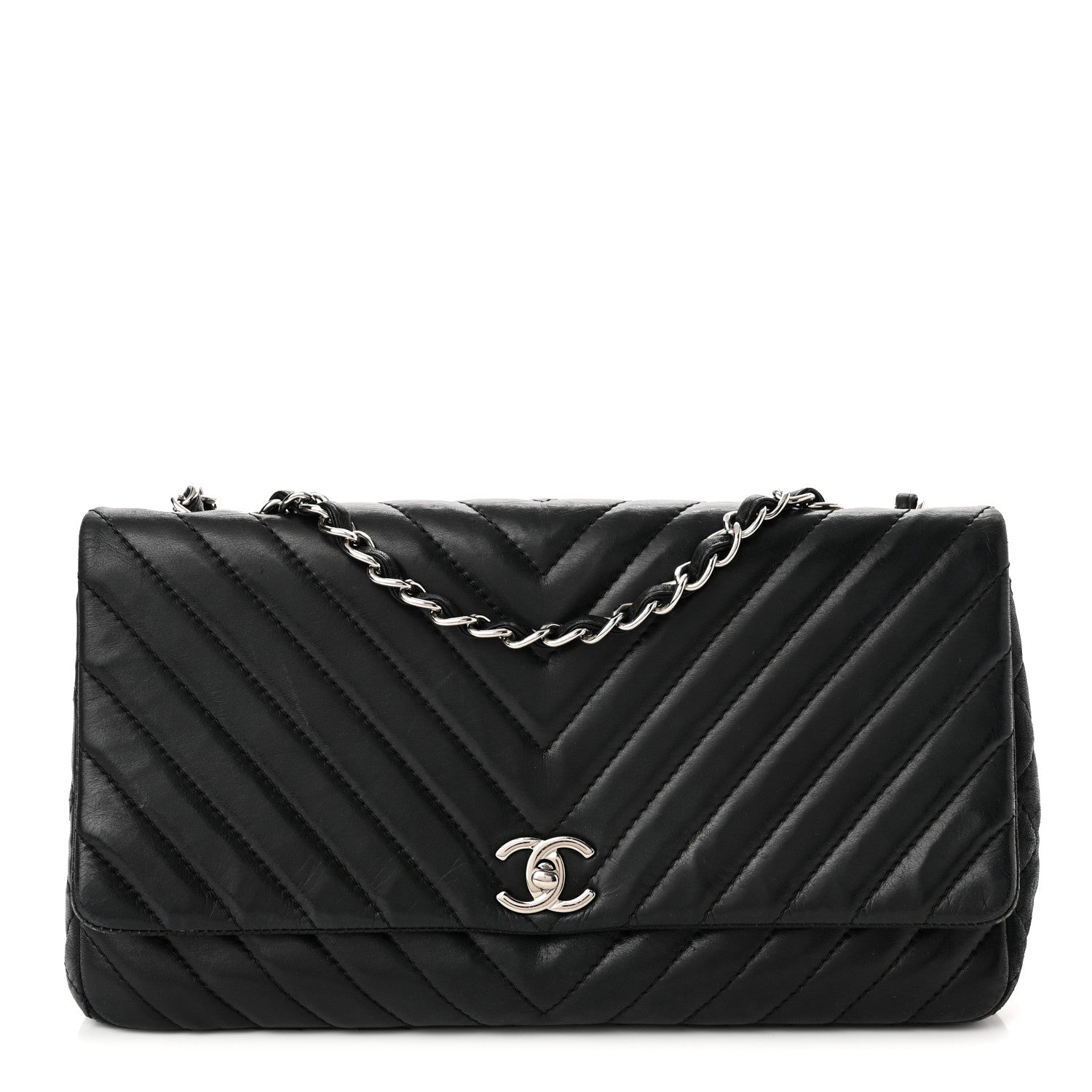 Chanel Lambskin Chevron Quilted Single Flap Black 1 of 11