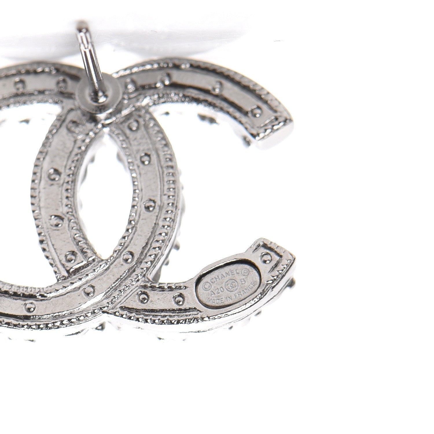 Chanel Ruthenium Crystal Pearl Caviar Earrings 4 of 5