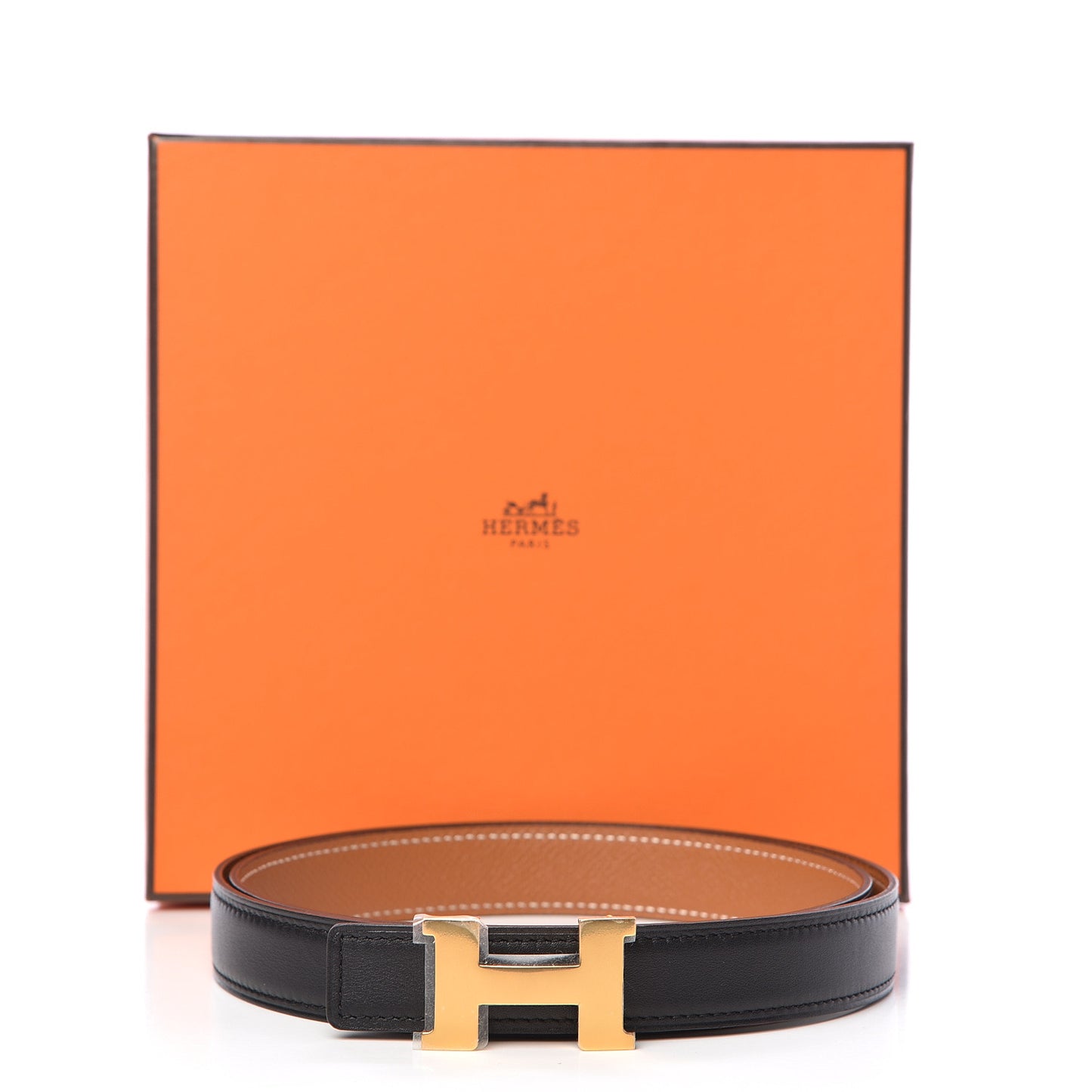 Swift Epsom 24mm Mini Constance H Belt 90 Black Gold