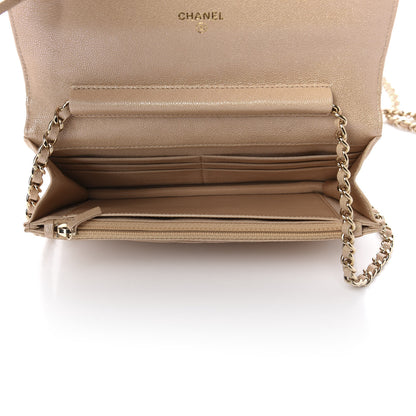 Chanel Iridescent Caviar Quilted Wallet On Chain WOC Beige 5 of 12
