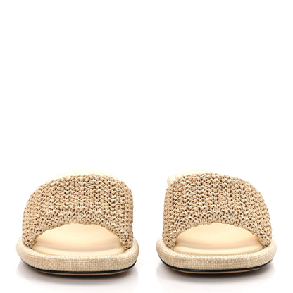 Fendi Raffia Intreccio Baguette 60mm Slide Sandals 38 Paglia 2 of 8