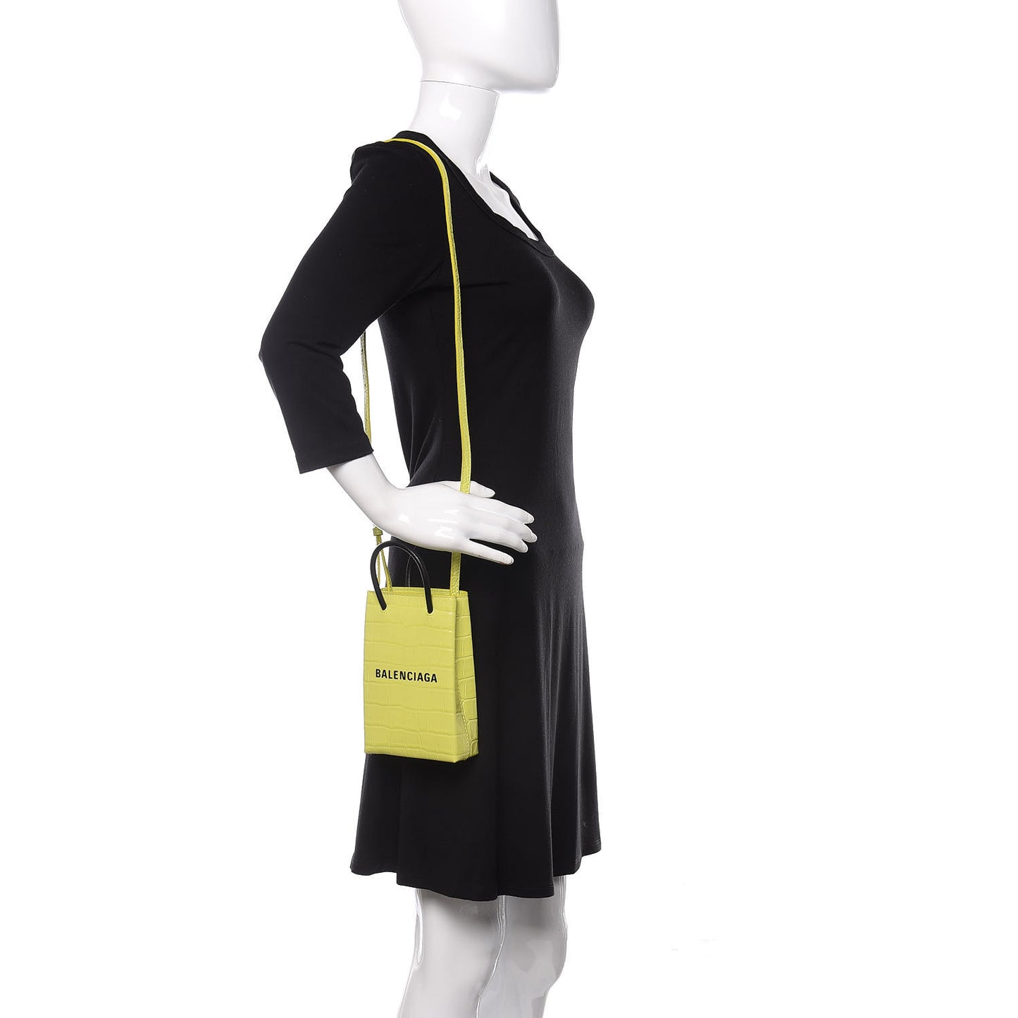 Calfskin Crocodile Embossed Logo Shopping Phone Holder Bag Lime