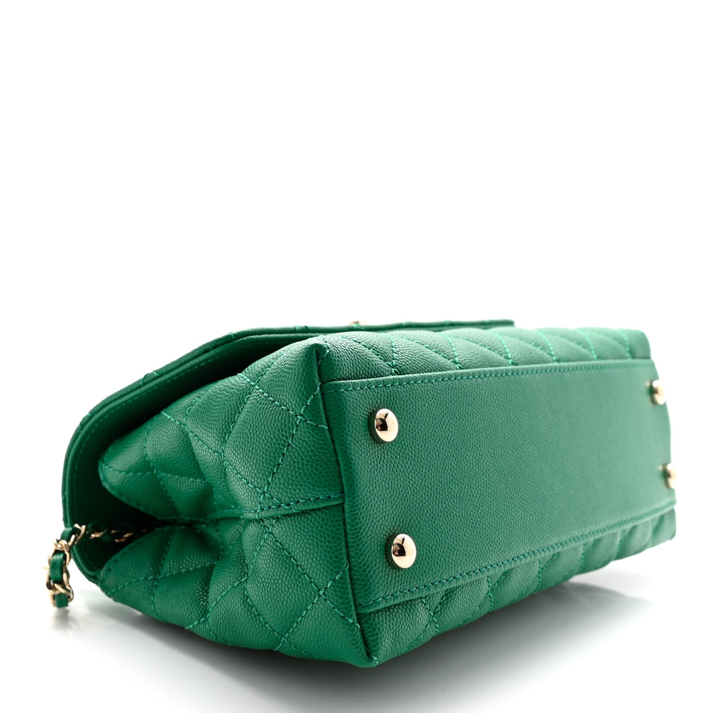 Caviar Quilted Mini Coco Handle Flap Green