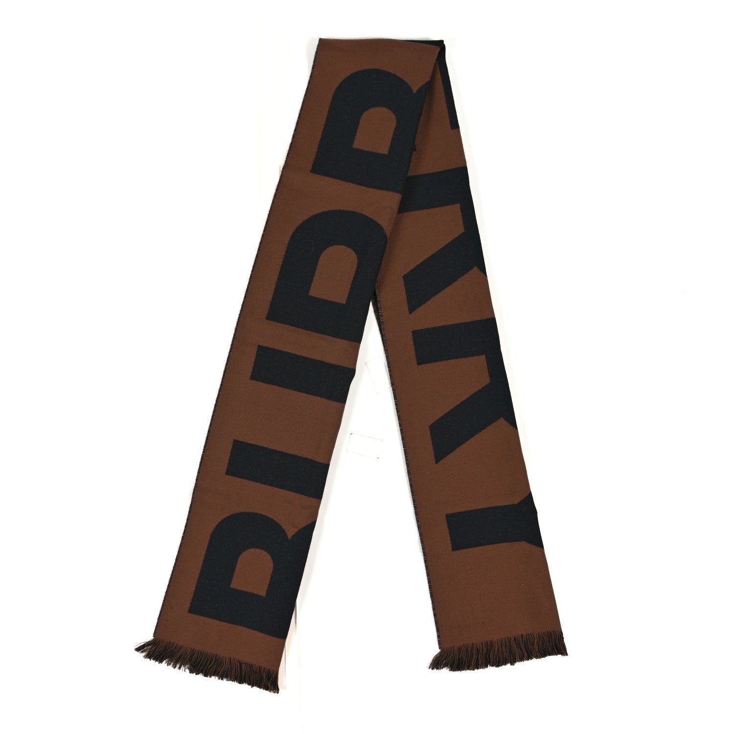Burberry Wool Jacquard Logo Scarf Black Brown 2 of 3