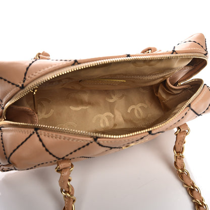 Chanel Calfskin Quilted Wild Stitch Bag Beige 5 of 15