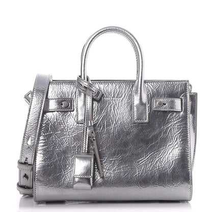 Saint Laurent Metallic Crinkled Calfskin Nano Supple Sac De Jour Silver 1 of 7