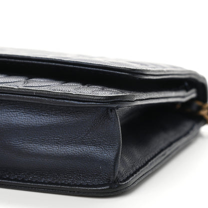 Chanel Goatskin Camellia Embossed Wallet On Chain WOC Navy 11 of 11