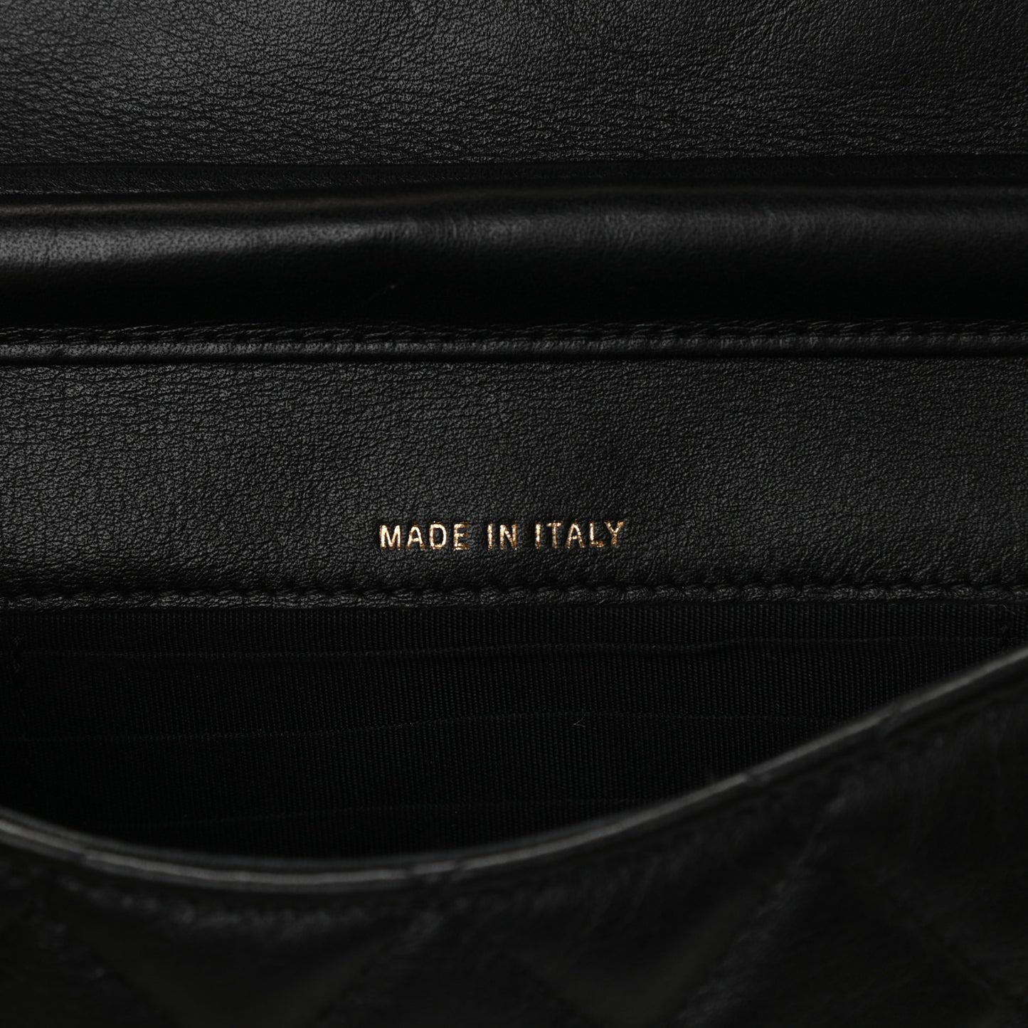 Calfskin Quilted Coco Mail Clutch With Chain Black