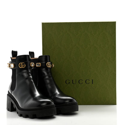 Gucci Calfskin Crystal GG Trip Chelsea Ankle Boots 39.5 Black 11 of 11