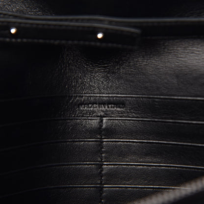 Saint Laurent Calfskin Crocodile Embossed Monogram Chain Wallet Black 7 of 11