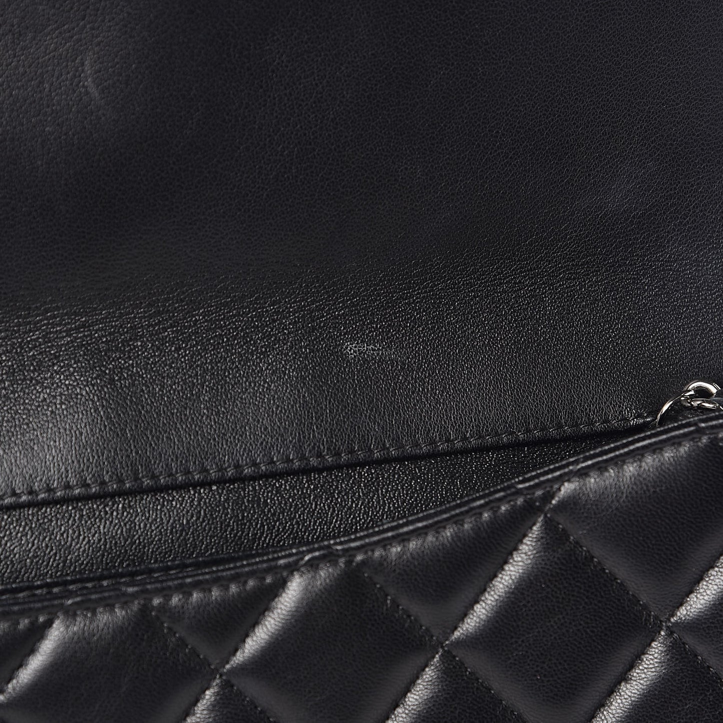 Lambskin Quilted Clutch With Chain Flap Black
