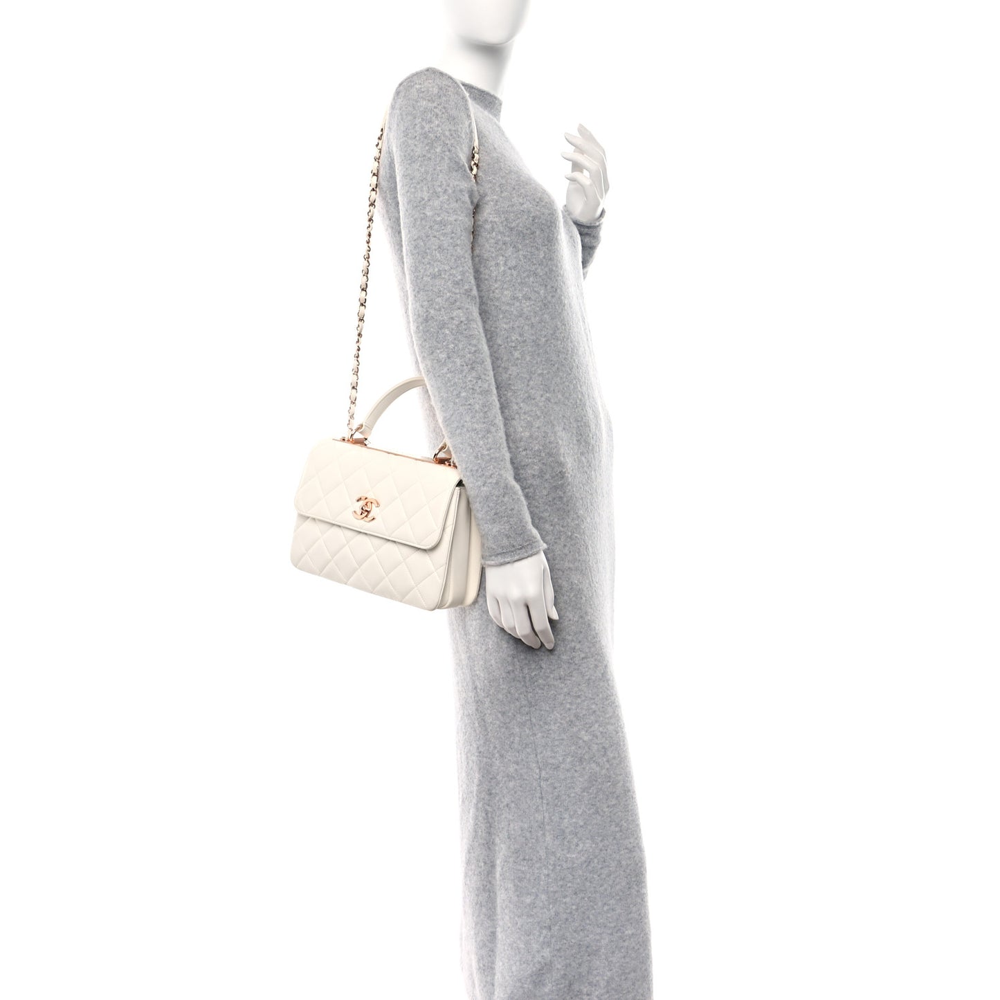 Lambskin Quilted Small Trendy CC Dual Handle Flap Bag White