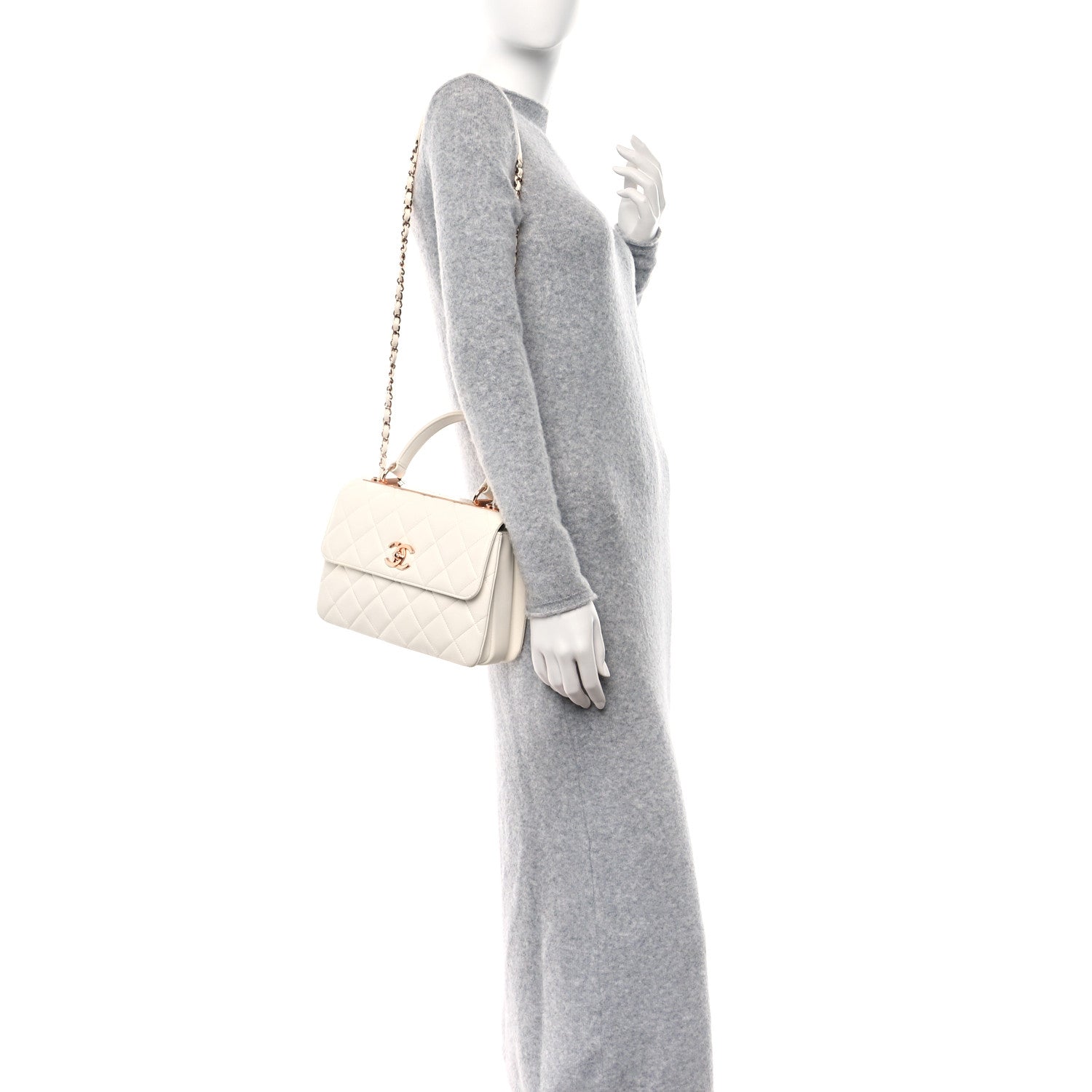 Chanel Lambskin Quilted Small Trendy CC Dual Handle Flap Bag White 2 of 13