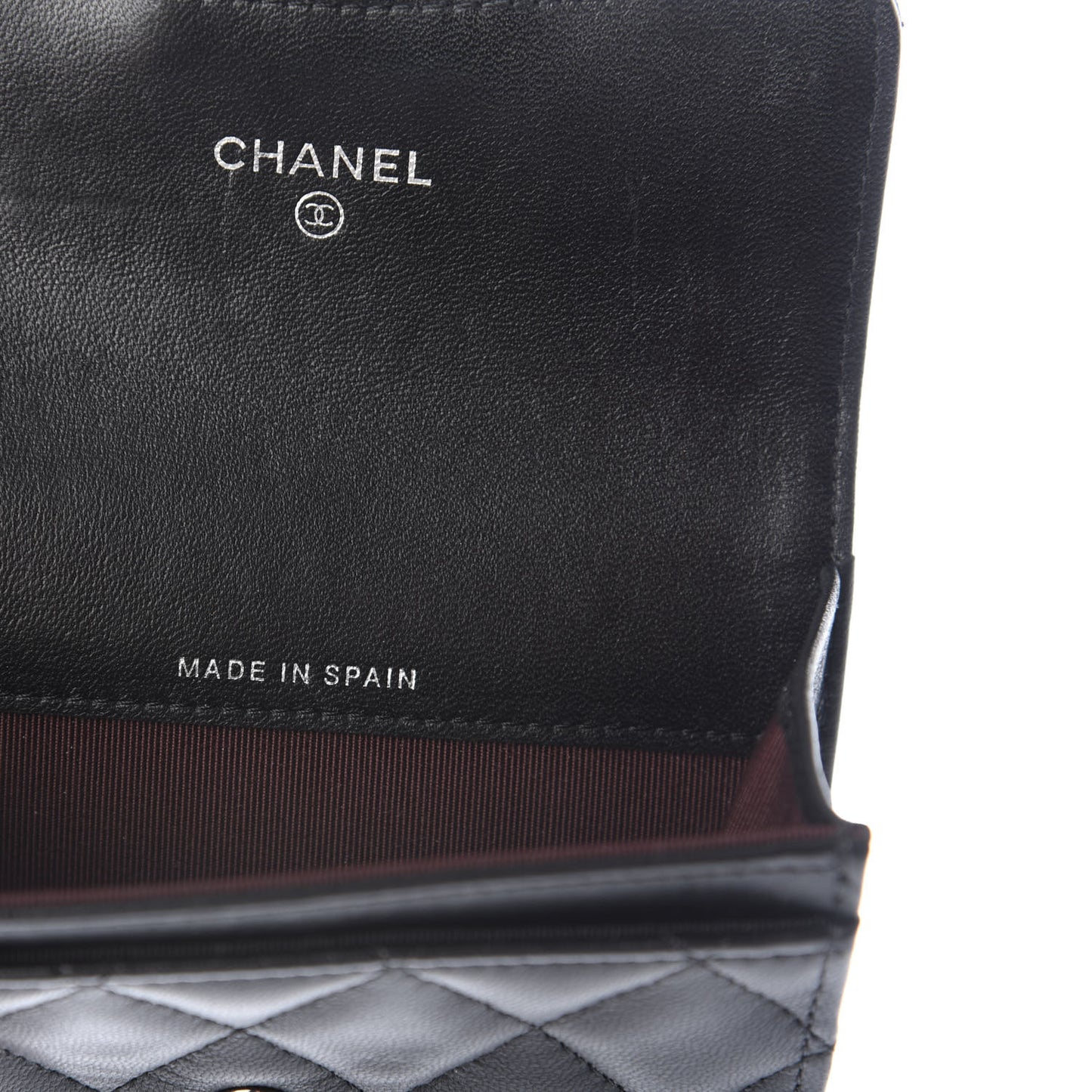Lambskin Quilted Flap Card Holder Black