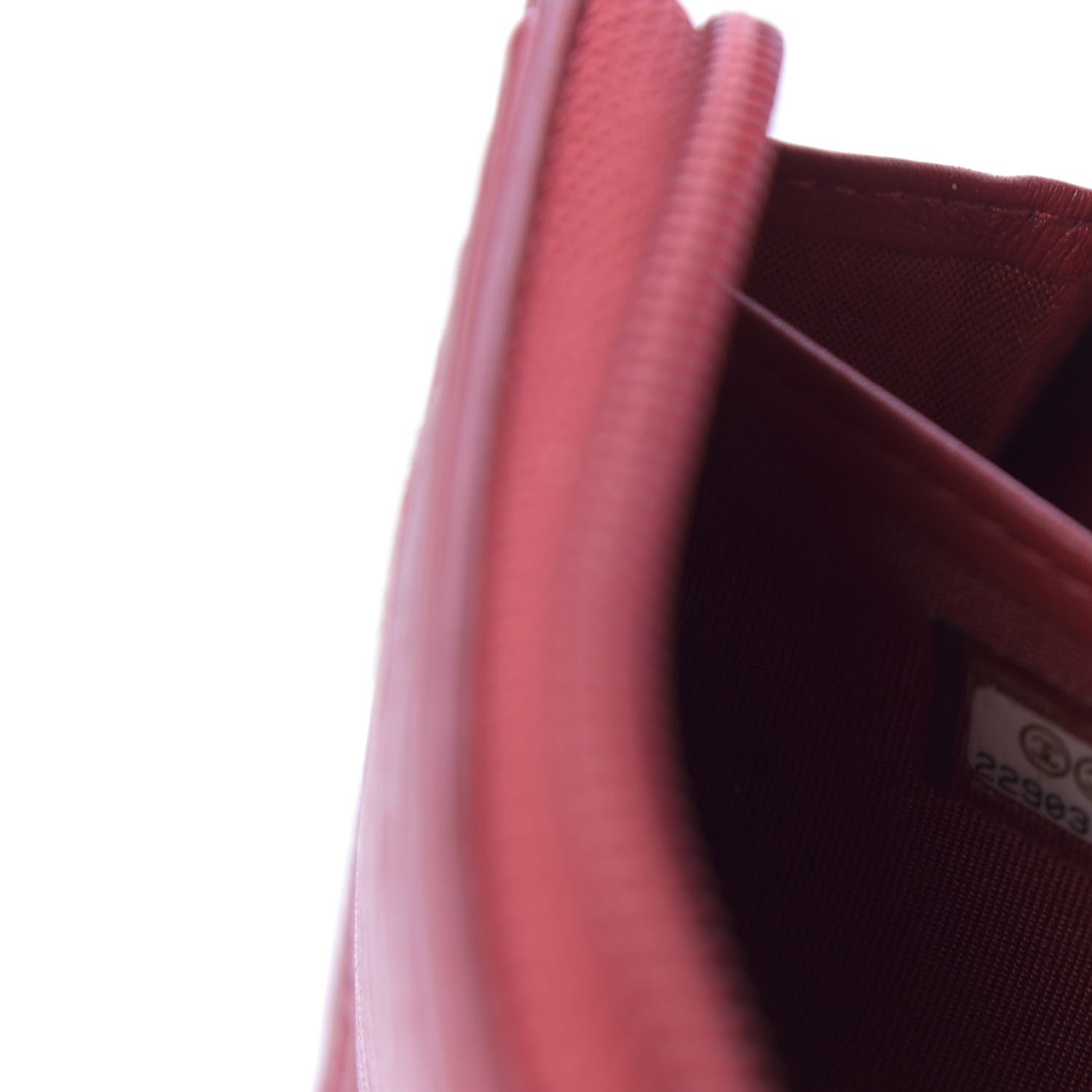 Chanel Lambskin Chevron Quilted Zip Around Boy Wallet Red 12 of 15