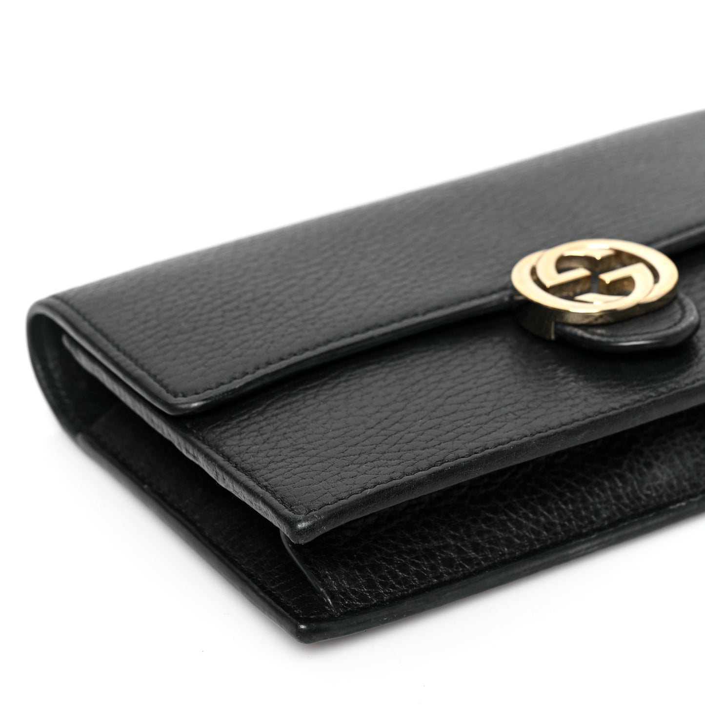 Dollar Calfskin Interlocking G Chain Wallet Black