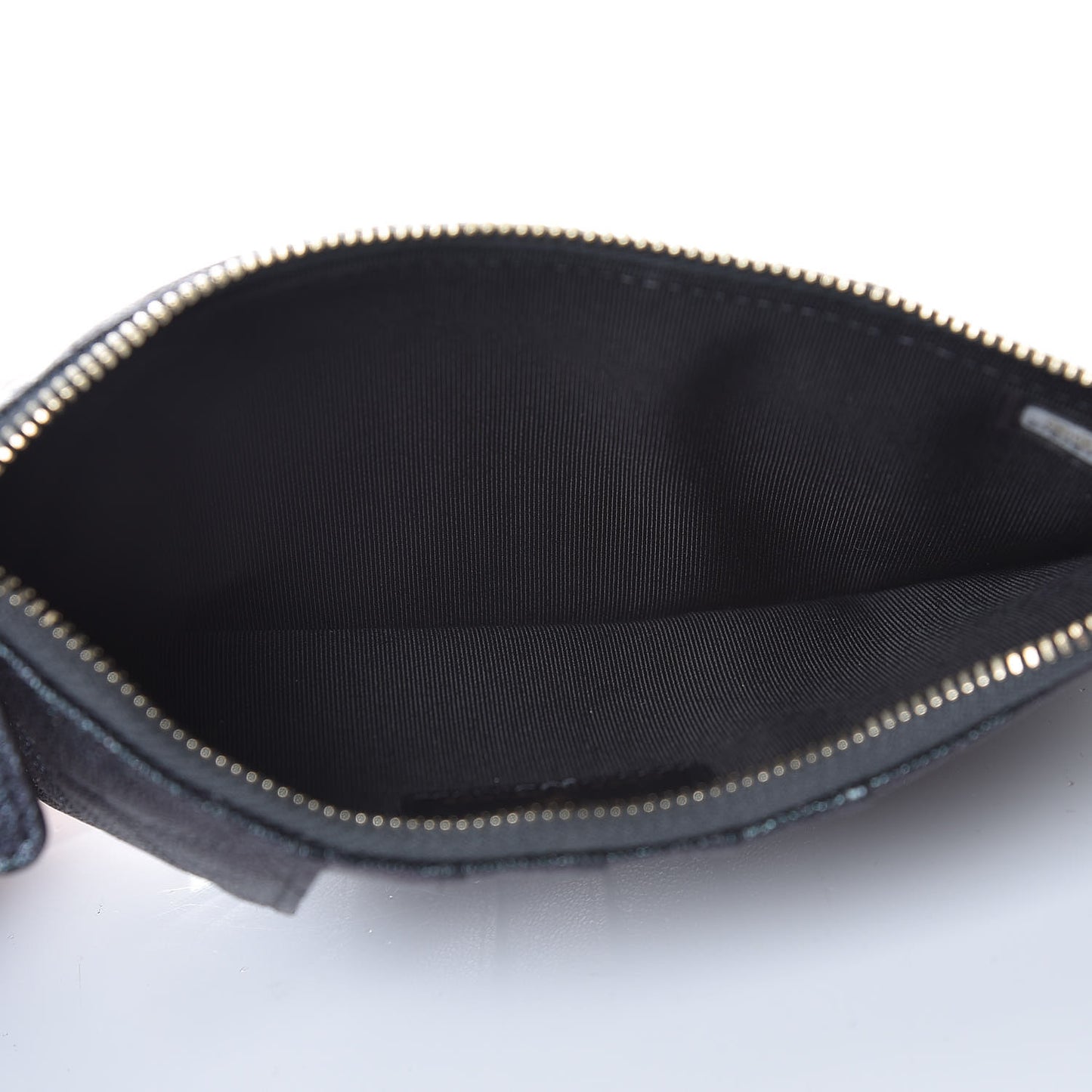 Iridescent Caviar Quilted Classic Flat Wallet Pouch Black