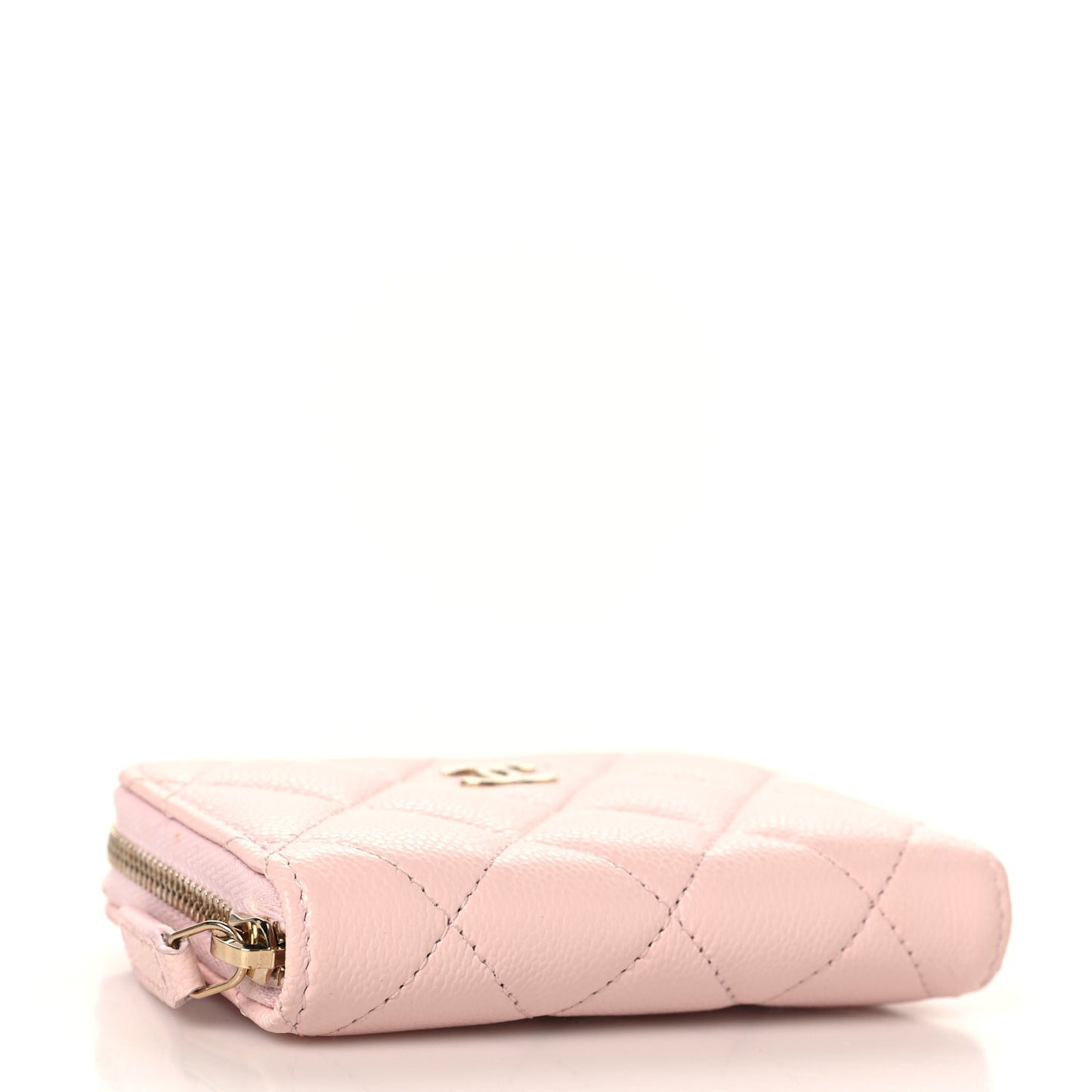 Caviar Quilted Zip Coin Purse Wallet Light Pink