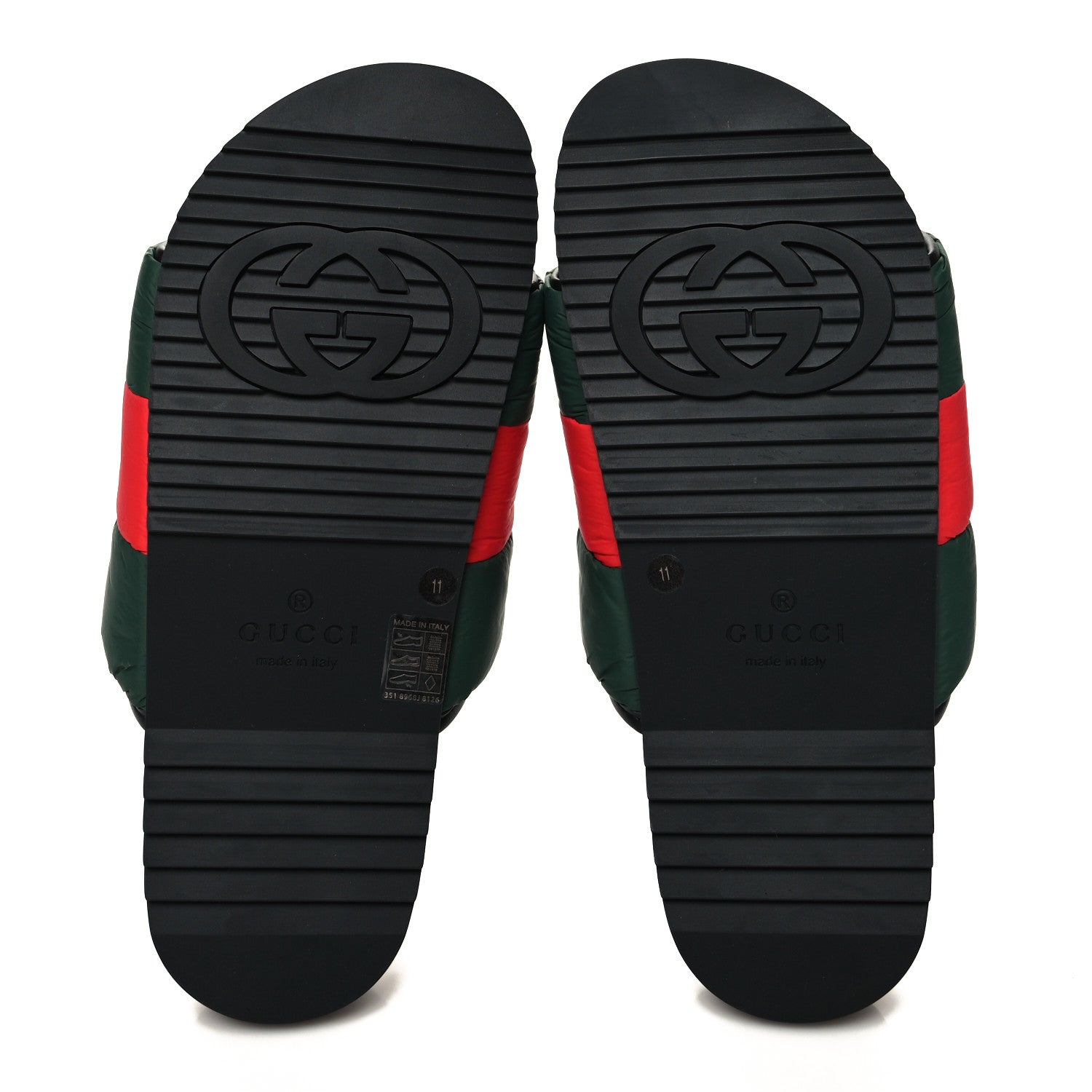 Gucci Nylon Web Mens Slide Sandals 11 Black Green Red 5 of 9