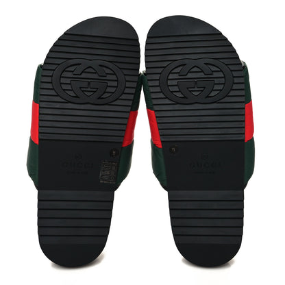 Gucci Nylon Web Mens Slide Sandals 11 Black Green Red 5 of 9