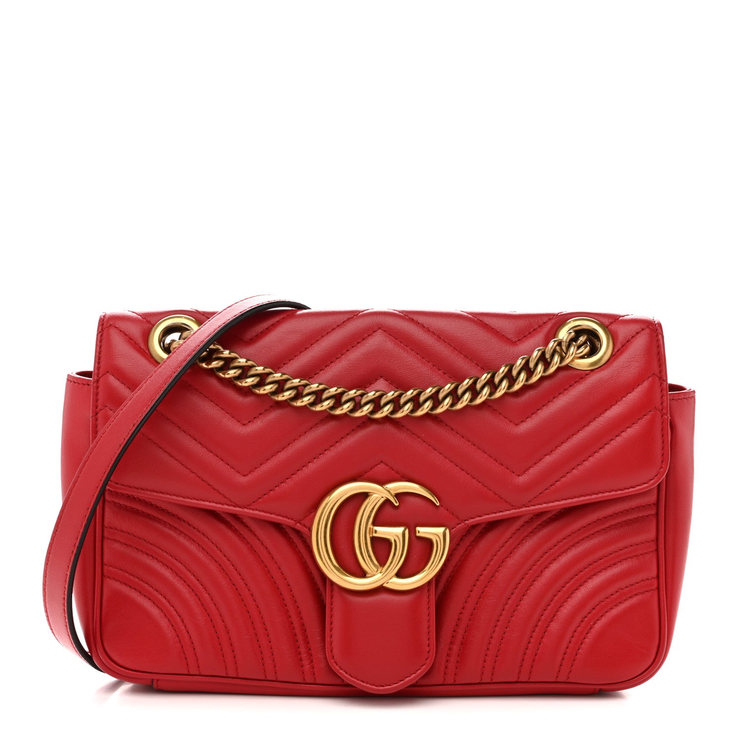 Gucci Calfskin Matelasse Small GG Marmont Shoulder Bag Hibiscus