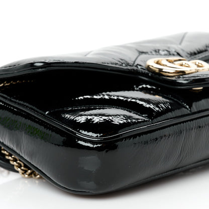 Gucci Patent Lambskin Matelasse Mini GG Marmont Shoulder Bag With Case Black 10 of 11