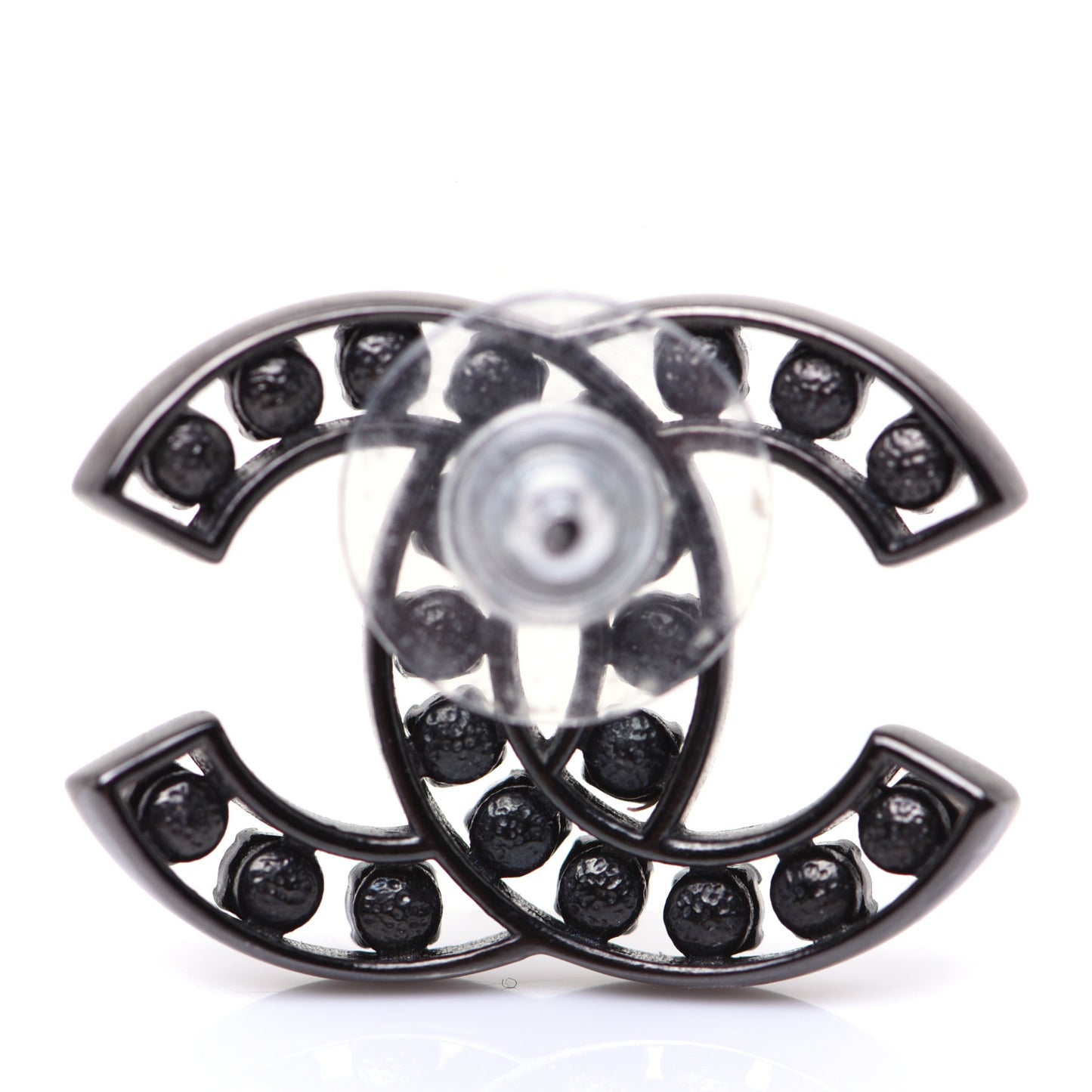 Crystal CC Earrings Black Silver