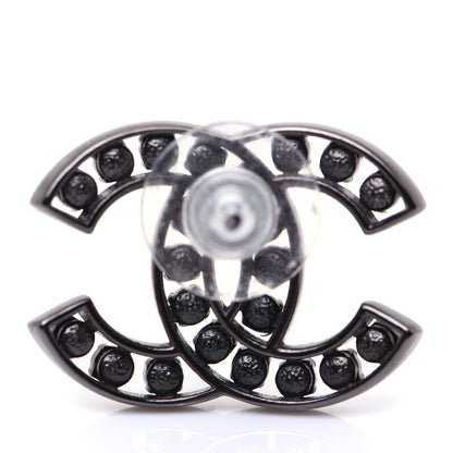 Chanel Crystal CC Earrings Black Silver 5 of 7