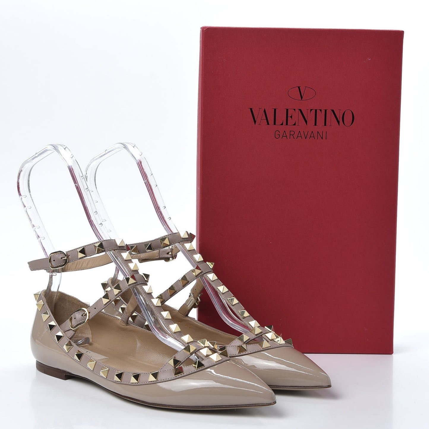 Patent Rockstud Cage Ballerina Flats 37 Poudre