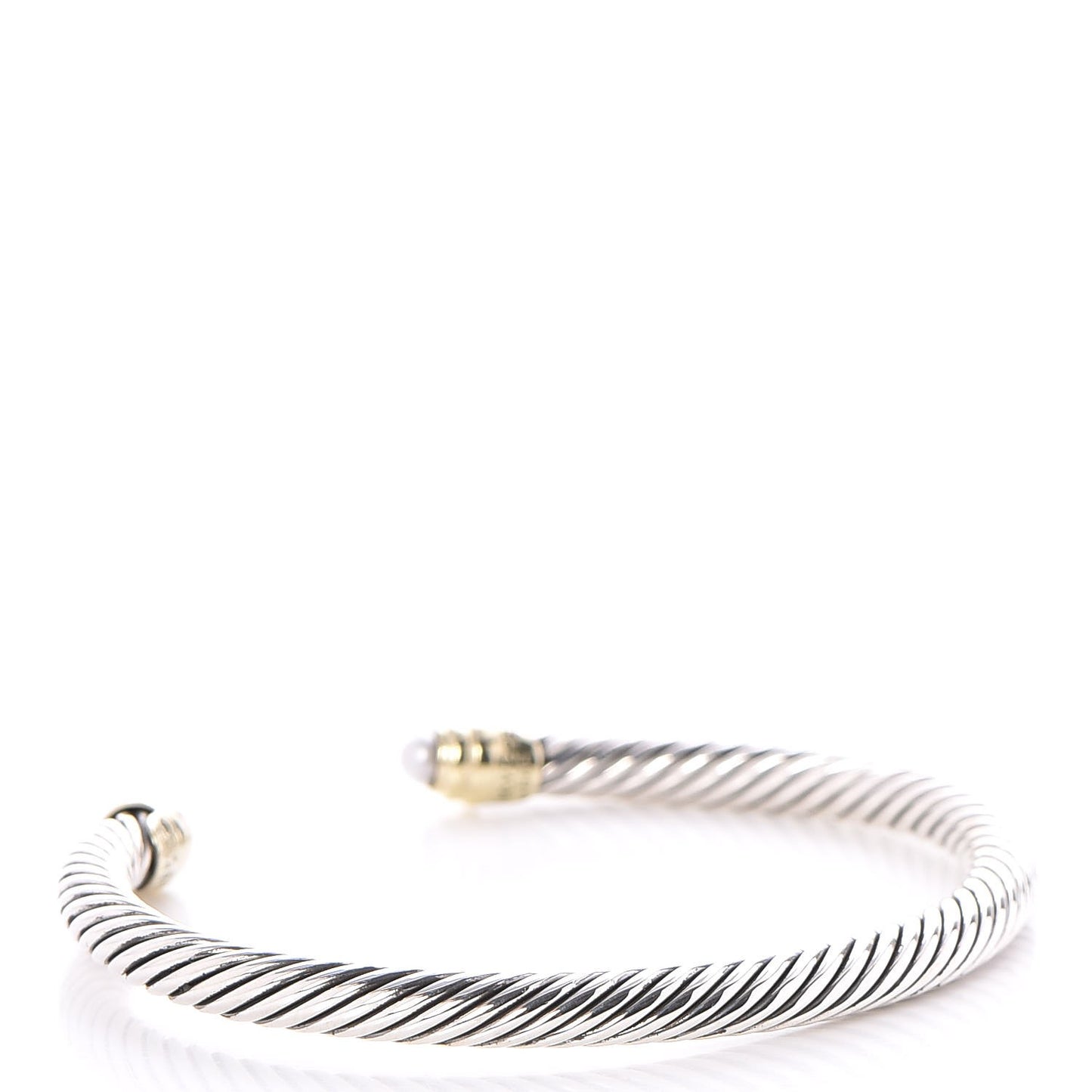 Sterling Silver 14K Yellow Gold Pearl 5mm Cable Classics Petite Color Bracelet