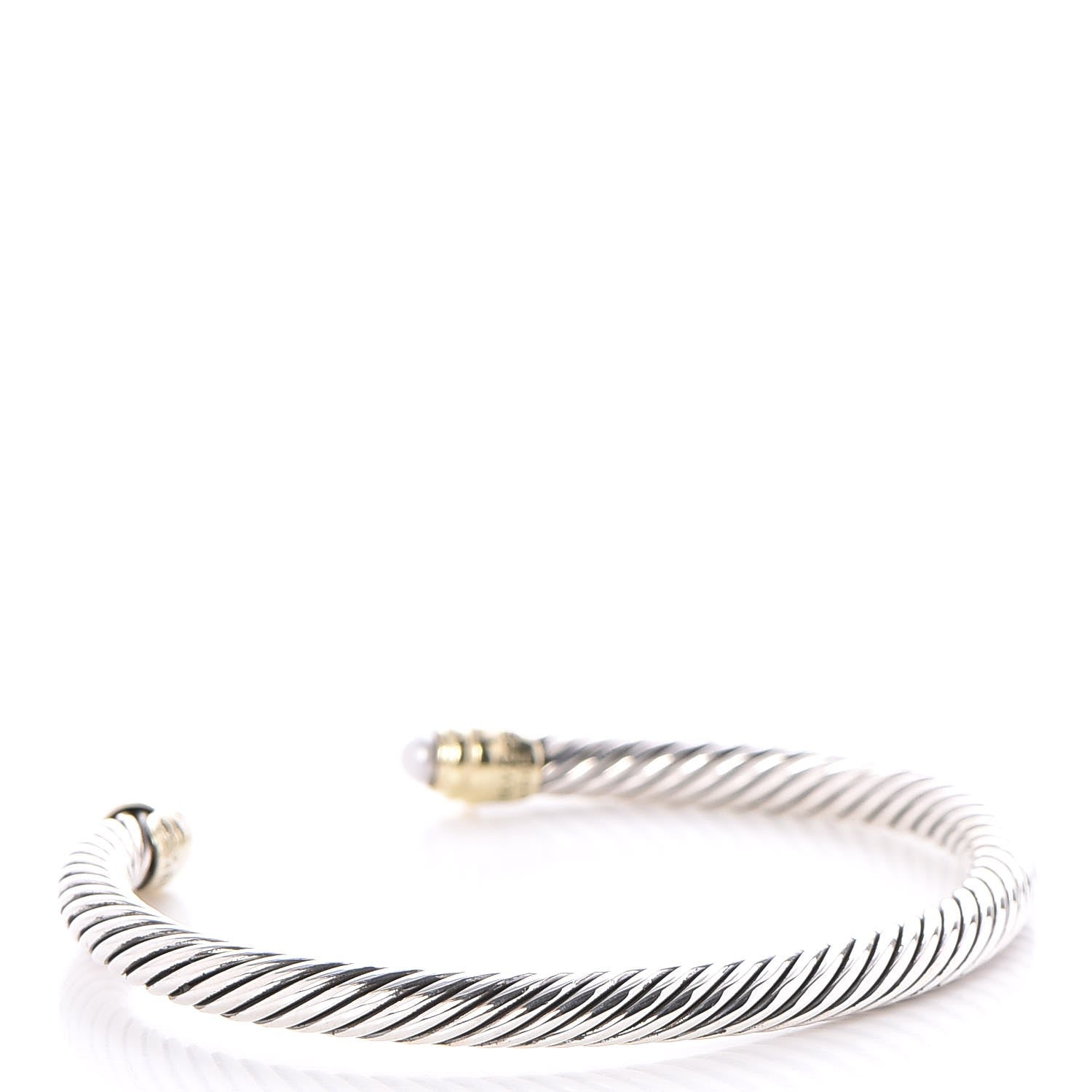David Yurman Sterling Silver 14K Yellow Gold Pearl 5mm Cable Classics Petite Color Bracelet 3 of 5