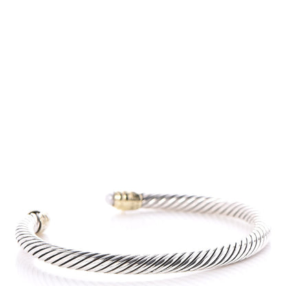 David Yurman Sterling Silver 14K Yellow Gold Pearl 5mm Cable Classics Petite Color Bracelet 3 of 5