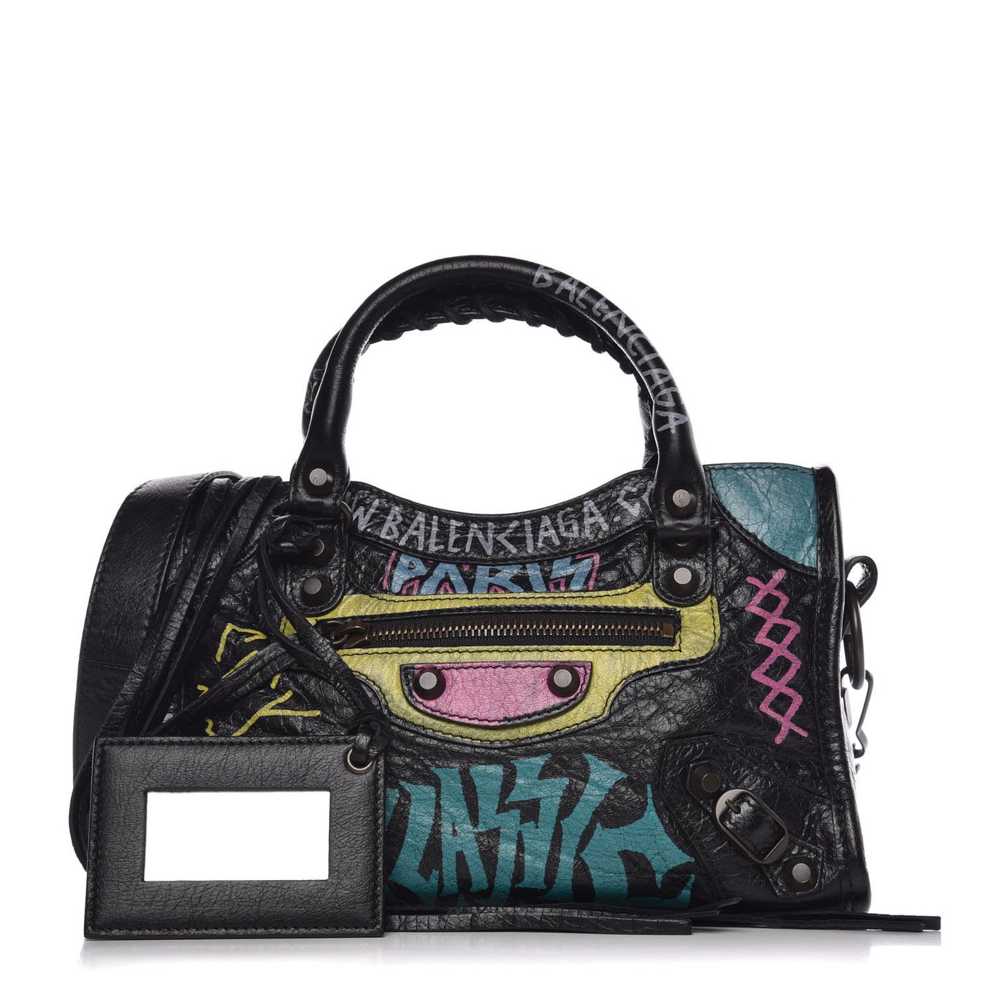 Agneau Arena Graffiti All Over Classic Hardware Mini City Black Multicolor