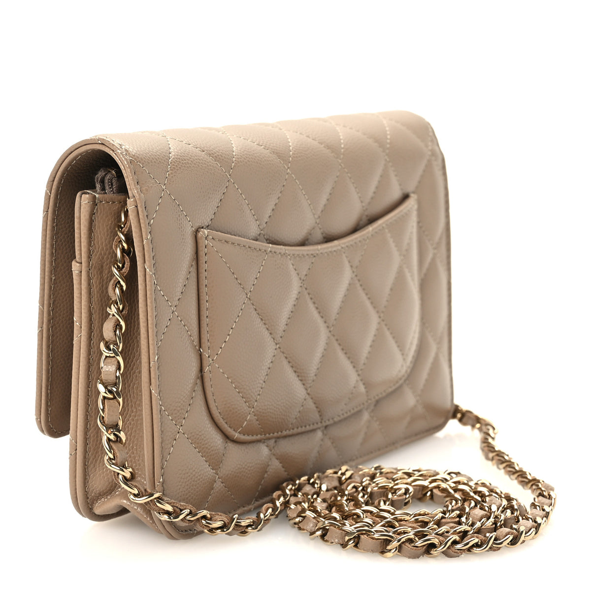 Chanel Caviar Quilted Wallet on Chain WOC Dark Beige 3 of 12