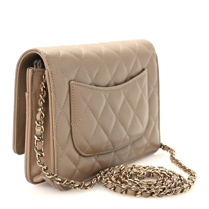 Chanel Caviar Quilted Wallet on Chain WOC Dark Beige 3 of 12