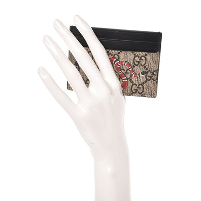 Gucci GG Supreme Monogram Kingsnake Card Holder Beige Black 2 of 6
