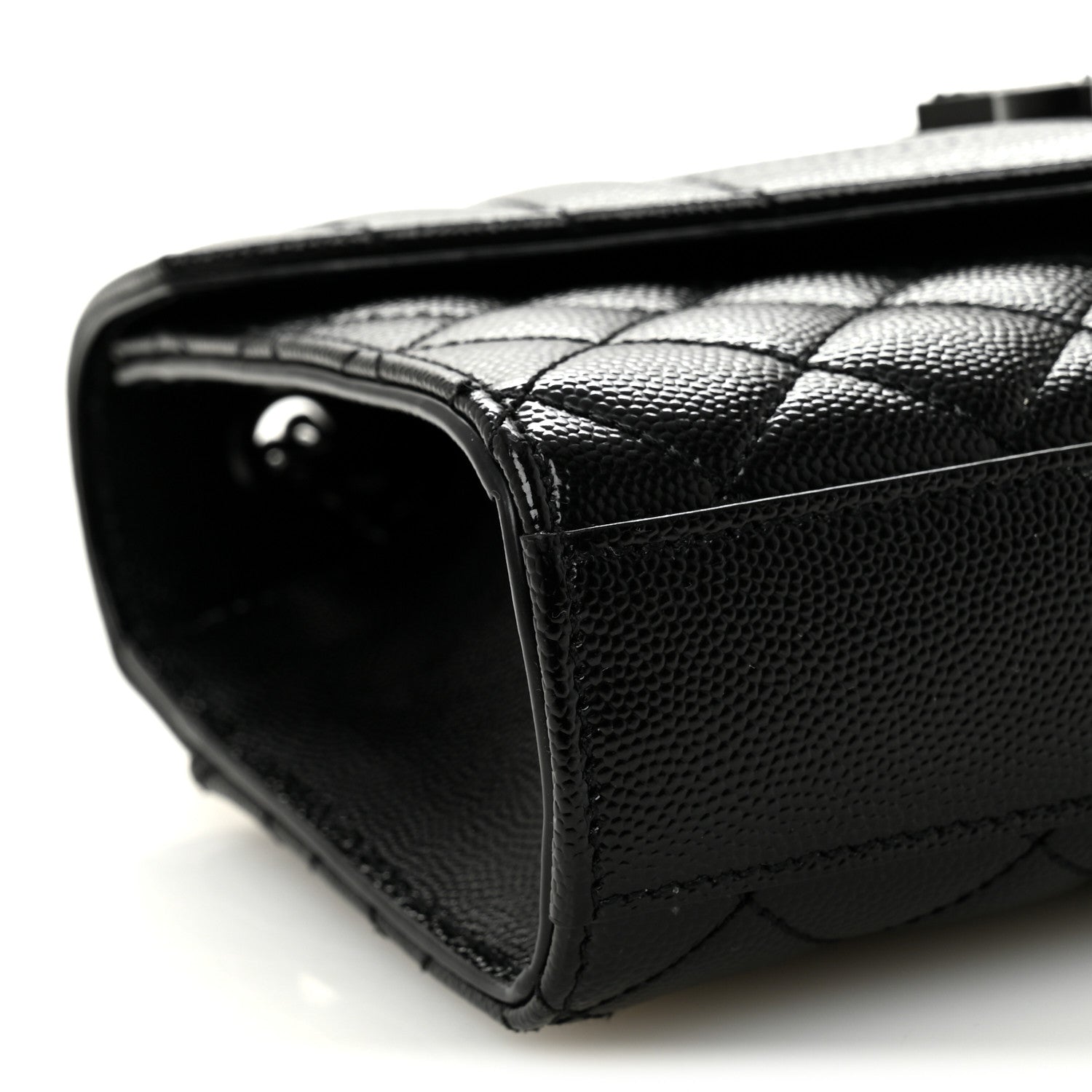 Saint Laurent Grain De Poudre Textured Mixed Matelasse Triquilt Small Monogram Monochrome Satchel Black 8 of 10
