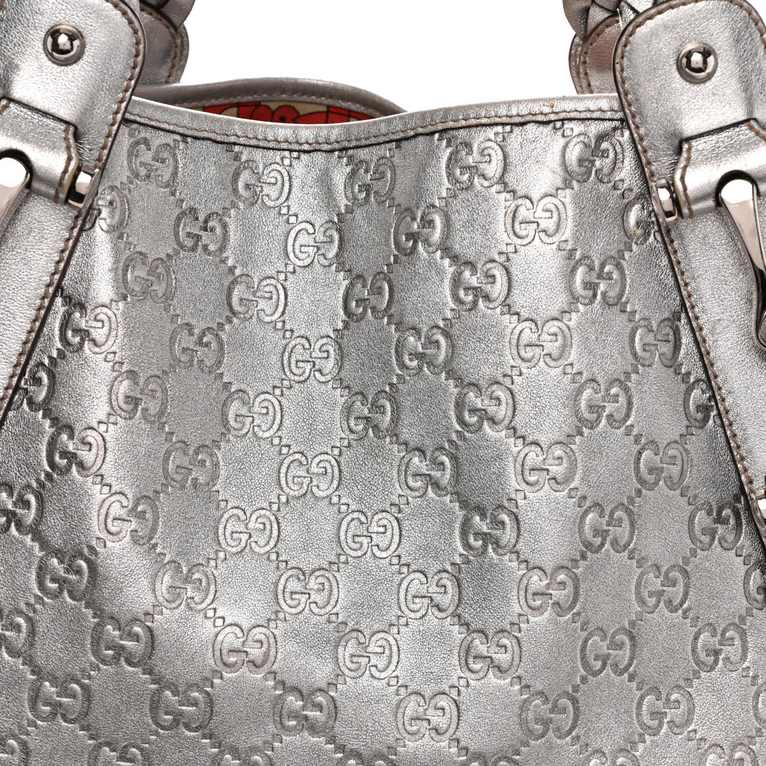 Gucci Metallic Guccissima Medium Pelham Shoulder Bag Silver 8 of 11