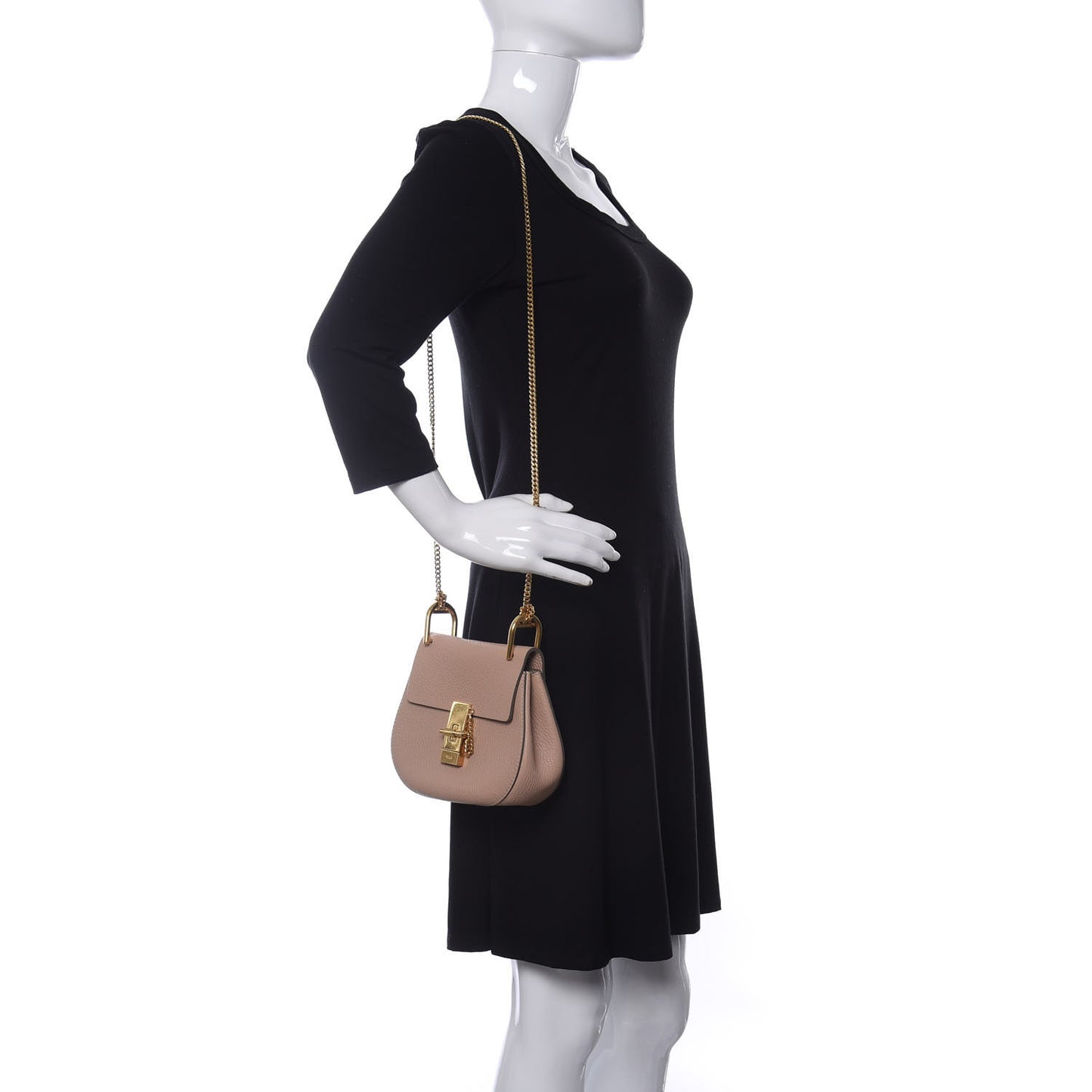 Grained Lambskin Mini Drew Shoulder Bag Cement Pink