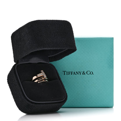Tiffany 18K Rose Gold Diamond T Square Wrap Ring 52 6 5 of 5